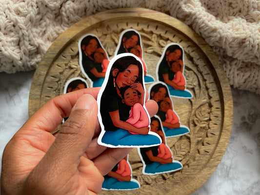 Black Mom and Daughter Sticker - Pounded Yam Productions